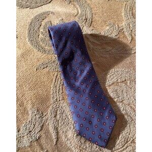 Vintage 60s Necktie 1960s Blue Grey Polka Dot Silk Heritage Hanover St Tie Works